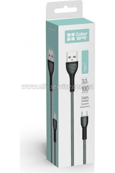 ���� ������ USB 2.0 AM to USB-C 1.0m ColorWay (CW-CBUC041-GR)