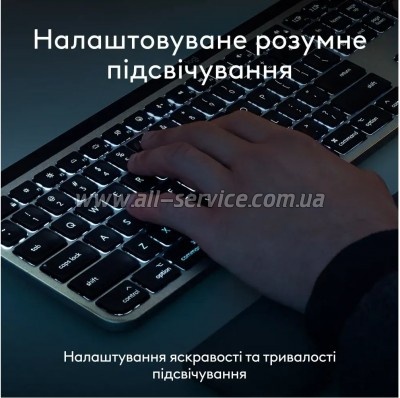  Logitech MX Keys S  MAC Bluetooth/Wireless UA Pale Grey (920-011638)