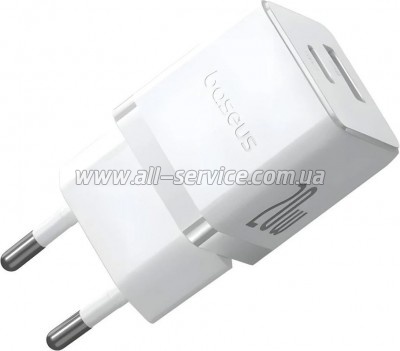 �������� ������� Baseus 1xUSB-C 20W + 1xUSB white + cable USB-C to USB-C 60W 1.0m (P10111608213-01)