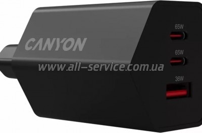 �������� ������� Canyon HEXAGON 65 GaN 65W 2xPD 1xQC EU Black (CND-CHAHEX65B)