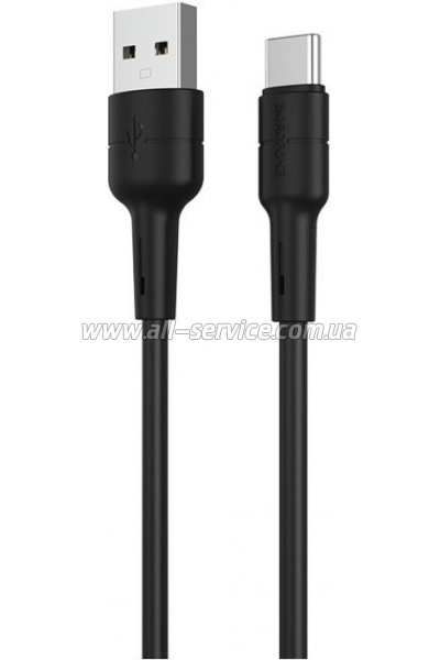 ���� ������ USB 2.0 AM to USB-C 1.0m 3A silicone BX30 black BOROFONE (6931474706928)