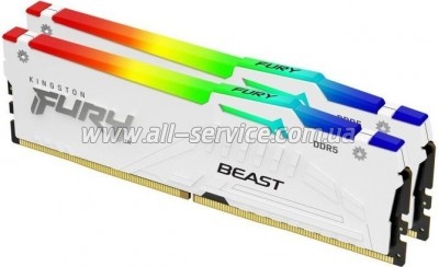     DDR5 64GB (2x32GB) 6000 MHz Beast White RGB EXPO Kingston Fury (ex.HyperX) (KF560C30BWEAK2-64)