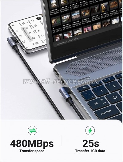 ���� ������ USB-C to USB-C 1.0m 100W black Ugreen (70696)