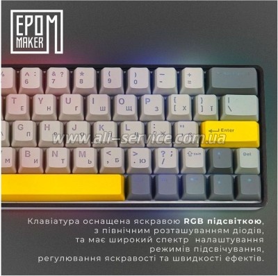  Epomaker EP64 60 Mulan Switch Hot-Swap RGB Wireless/Bluetooth/USB UA Black (EP64-B-M)