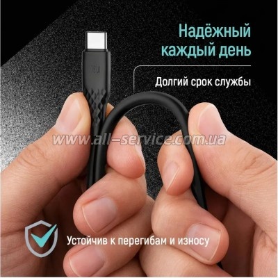 ���� ������ USB-C to USB-C 2.0m 3A 60W textured PVC black ColorWay (CW-CBPDCC095-BK)