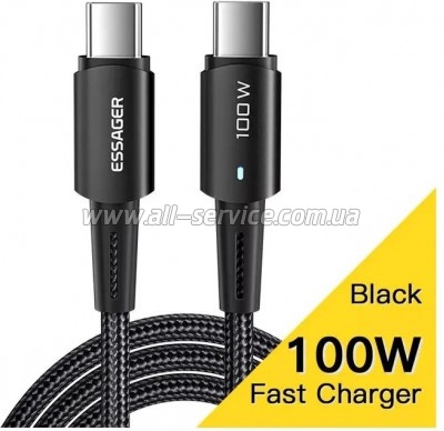 ���� ������ USB-C to USB-C 0.5m 100W black Essager (EXCTT1-CGB01)