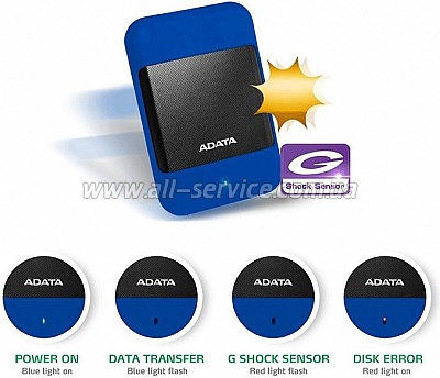  ADATA 2.5 USB 3.0 1TB HD700 Durable IP56 Blue (AHD700-1TU3-CBL)