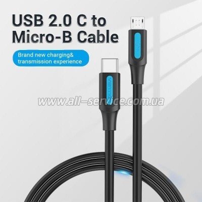 ���� ������ USB-C to Micro 5P 1.0m 2A black Vention (COVBF)