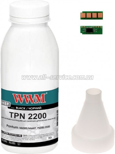 Тонер + автообнуляющийся чип WWM Pantum M6500/ M6607/ P2200/ 2500 бутль 90г (TC-PC-211RB-WWM) с лейкой Тонер + автообнуляющийся чип WWM Pantum M6500/ M6607/ P2200/ 2500 бутль 90г (TC-PC-211RB-WWM) с лейкой