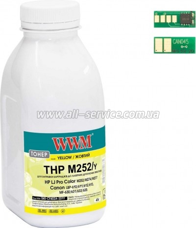 Тонер + чип WWM HP LJ Pro M252/ Canon 045 бутль 45г Yellow (045-CF402A-201Y) Тонер + чип WWM HP LJ Pro M252/ Canon 045 бутль 45г Yellow (045-CF402A-201Y)