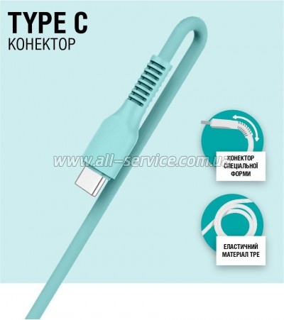 ���� ������ USB 2.0 AM to USB-C 1.2m Mint ACCLAB (1283126518256)
