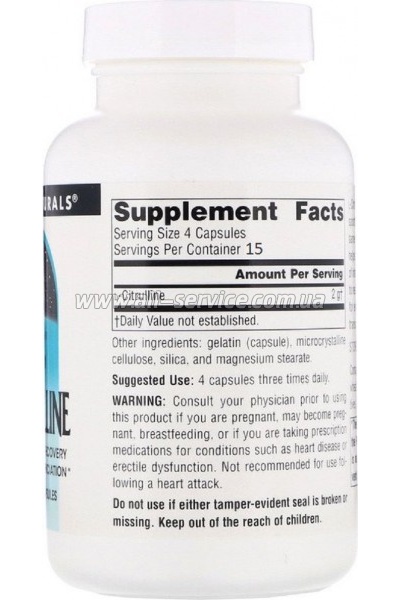  Source Naturals L- 500 , L-Citrulline, 60  (SN2004)