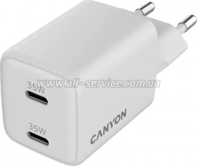 �������� ������� Canyon CU35CC GaN 35W 2xPD EU White (CNS-CUW35CC)