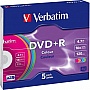  DVD+R Verbatim 4.7 GB/120 min 16x Slim Color (5 , 43556)