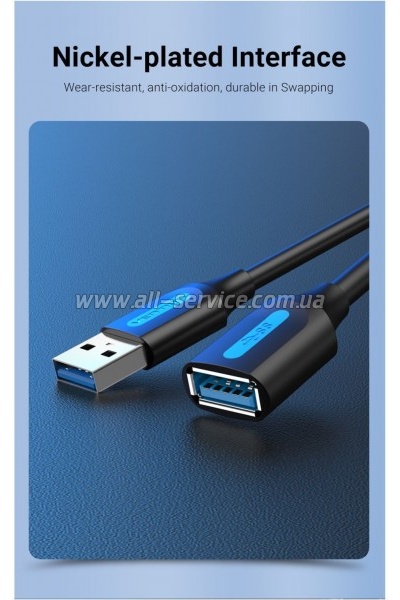 ���� ������ USB 2.0 AM/AF 1.5m black VENTION (CBIBG)