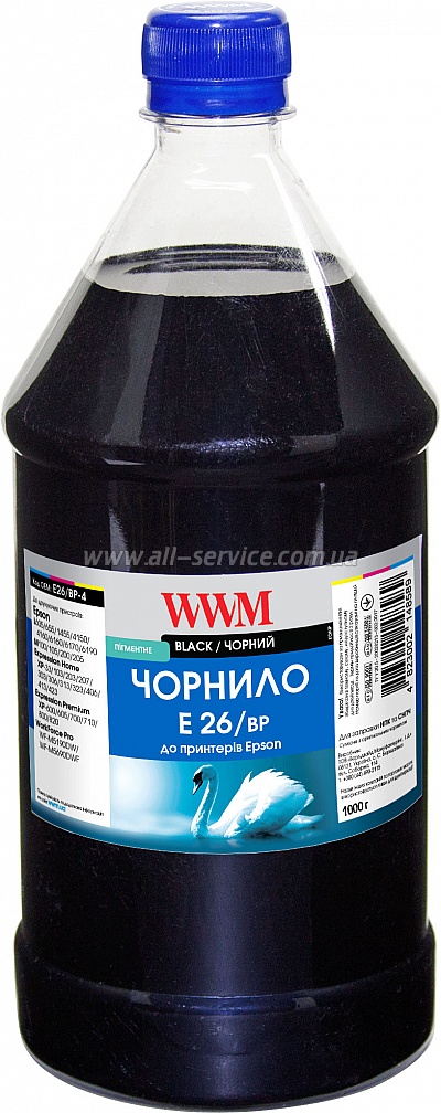 Чернила WWM для Epson Expression Premium XP-600/ XP-605/ XP-700/ 1000г Black Пигментные (E26/BP-4) Чернила WWM для Epson Expression Premium XP-600/ XP-605/ XP-700/ 1000г Black Пигментные (E26/BP-4)