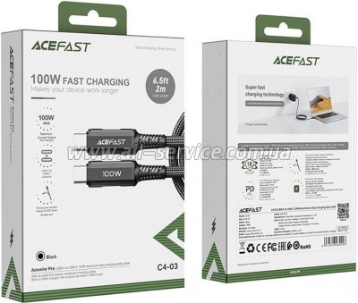 ���� ������ USB-C to USB-C 2.0m 100W C4-03 Acefast (6974316280996)