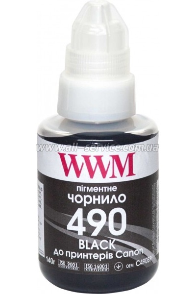 Чернила WWM GI-490 Canon G1400/ G2400/ G3400 140г Black Пигментные (C490BP) Чернила WWM GI-490 Canon G1400/ G2400/ G3400 140г Black Пигментные (C490BP)