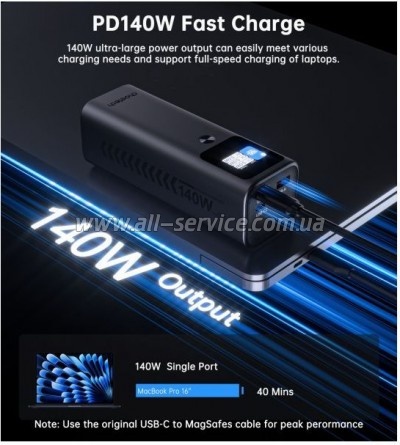   Choetech 27000mAh, PD/140W in/out, 2*USB-C/PD5.0, QC3.0/22W, TFT Display (B670-CCGY)