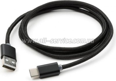   USB 2.0 AM to Type-C 1m LED black Vinga (VCPDCTCLED1BK)