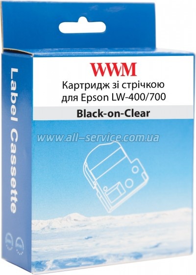 �������� WWM ��� Epson LW-400/ 700 18mm � 8m Black-on-Clear (WWM-ST18K)