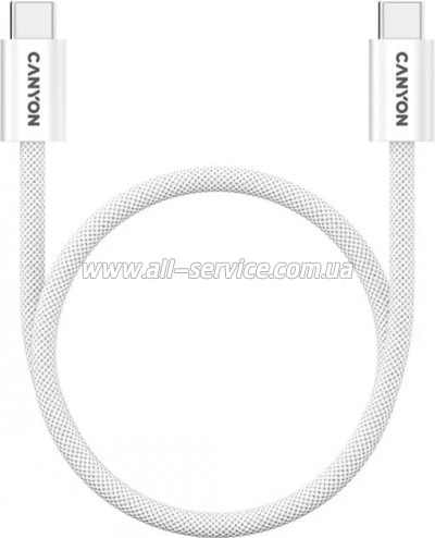 ���� ������ USB-C to USB-C 1.0m 60W Magnet Braided White Canyon (CND-CCMG60AB15W)