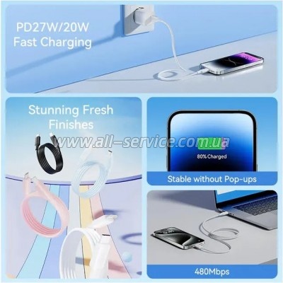 ���� ������ USB-C to Lightning 1.0m 3A black Vention (LAKBF)