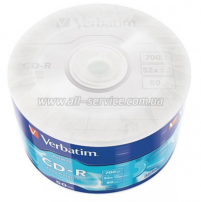  Verbatim CD-R 700 MB/80 min 52x Cake Box 50 (43787) Wrap