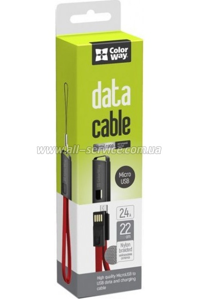 ���� ������ ColorWay USB 2.0 AM to Micro 5P 0.22m red (CW-CBUM022-RD)