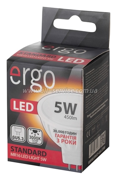  ERGO Standard MR16 GU5.3 5W 220V . . 3000K (LSTGU5.35AWFN)