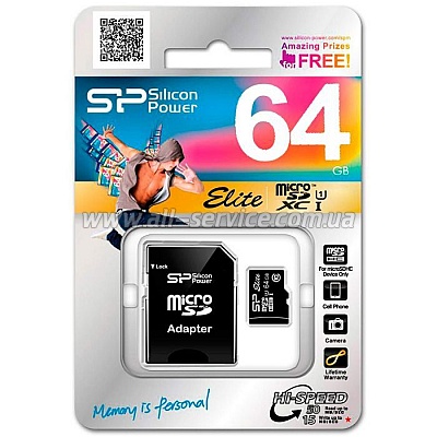   Silicon Power 64GB microSDXC Class 10 UHS-ISDR (SP064GBSTXBU1V10SP)