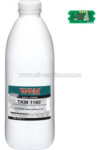 Тонер + чип WWM Kyocera P2040dn/ P2040dw/ TK-1160 бутль 210г (TC-TK-1160-210-WWM) Тонер + чип WWM Kyocera P2040dn/ P2040dw/ TK-1160 бутль 210г (TC-TK-1160-210-WWM)