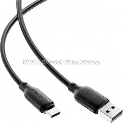 ���� ������ USB 2.0 AM to USB-C 1.2m 3A TPE black Acefast (6974316283812)