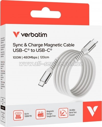 ���� ������ USB-C to USB-C 1.2m Magnetic 100W gray Verbatim (31854)