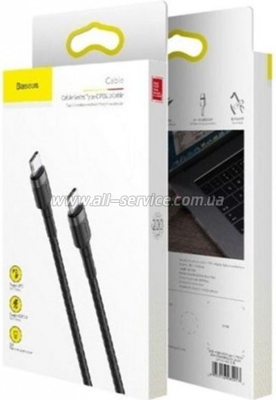 ���� ������ USB-C to USB-C 2.0m USB 3.1 3A grey-black Baseus (CATKLF-HG1)