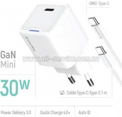 �������� ������� ColorWay GaN Mini 30W PD (CW-CHS054PDC-WT)