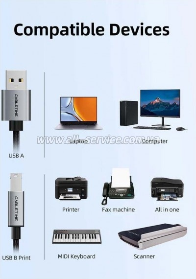 ������ ��� �������� USB 2.0 AM/BM 2.0m Cabletime (CA915217)