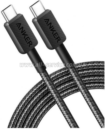 ���� ������ USB-C to USB-C 0.9m 322 Black Anker (A81F5G11)