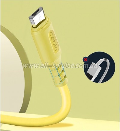 ���� ������ USB 2.0 AM to Micro 5P 1.0m soft silicone yellow ColorWay (CW-CBUM043-Y)