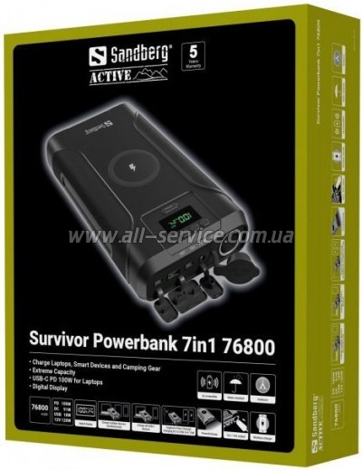 ������� ������������� Sandberg 76800mAh Survivor 7in1 DC/ 91W, PD/ 100W (421-15)