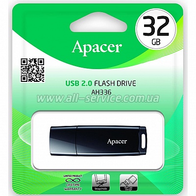 ������ Apacer 16GB USB 2.0 AH336 Black (AP16GAH336B-1)