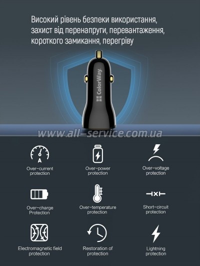 �������� ���������� ColorWay PowerDelivery PPS USB USB-A + USB-C Black (CW-CHA046PD-BK)