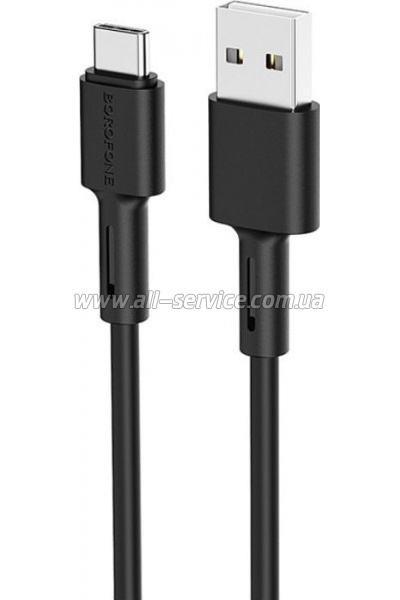 ���� ������ USB 2.0 AM to USB-C 1.0m 3A silicone BX31 black BOROFONE (6931474710390)