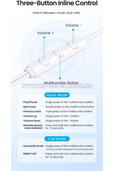�������� Vention Echo Lite 3.5mm In-Ear Wired White (GBAWAV)