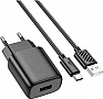 �������� ������� HOCO C134A USB + cable USB to USB-C 2.4A black (6942007621359)