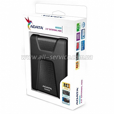  1TB ADATA HD650 2.5" USB 3.1 Durable Black (AHD650-2TU31-CBK)