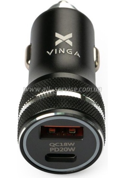   Vinga QC3.0 + PD Quick Car aluminium (VCCQPAC)