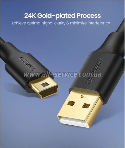 ���� ������ USB 2.0 AM to Mini 5P 1.5m US132 black Ugreen (10385)