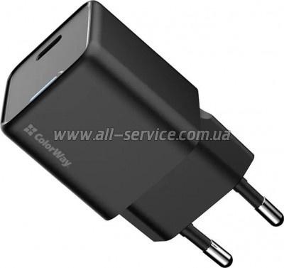 �������� ������� ColorWay GaN Mini 25W PD Port PPS USB-C black (CW-CHS052PD-BK)