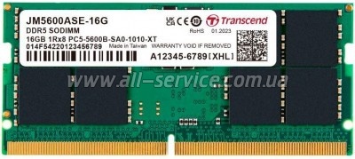     SoDIMM DDR5 32GB 5600 MHz JetRam Transcend (JM5600ASE-32G)